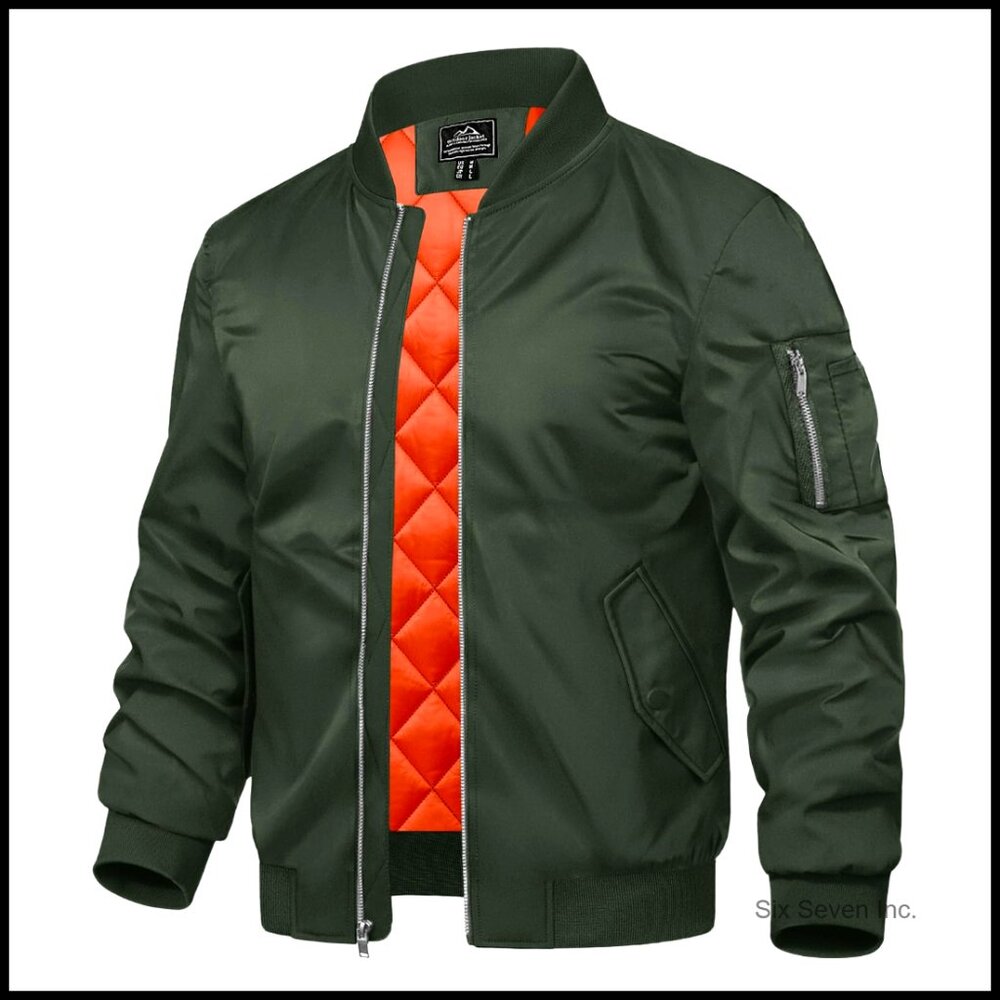 Windproof Bomber Jacket Thermal Quilted Padded Coat Classic Retro Winter Wear